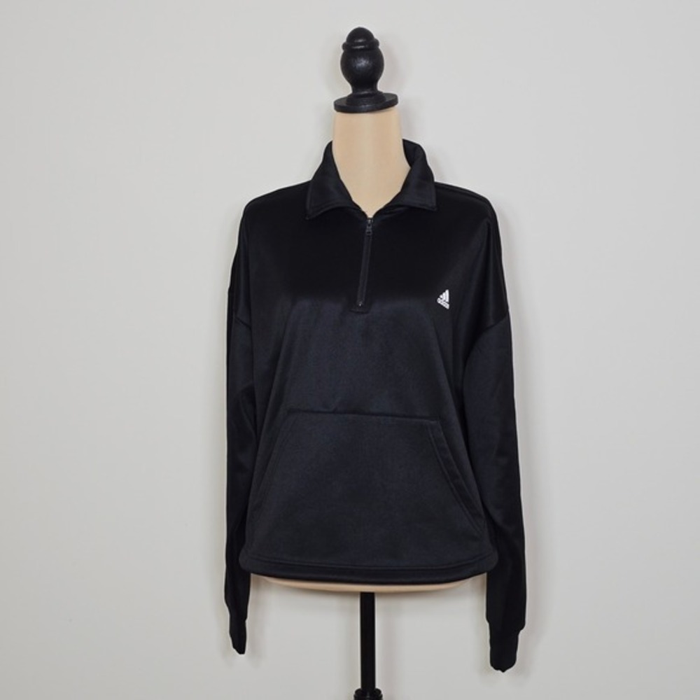 Adidas Sportswear Soft Lux Quarter-Zip Sweatshirt‎ Black HD3909 Womens Large
